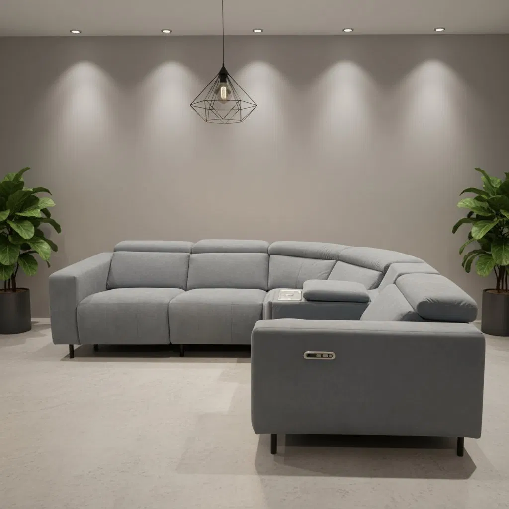 Modern Power Recliner Sofas Furniture High Quality Fabric Function Sectional Sofa with Cup Holder Storage Adjustable Headrest