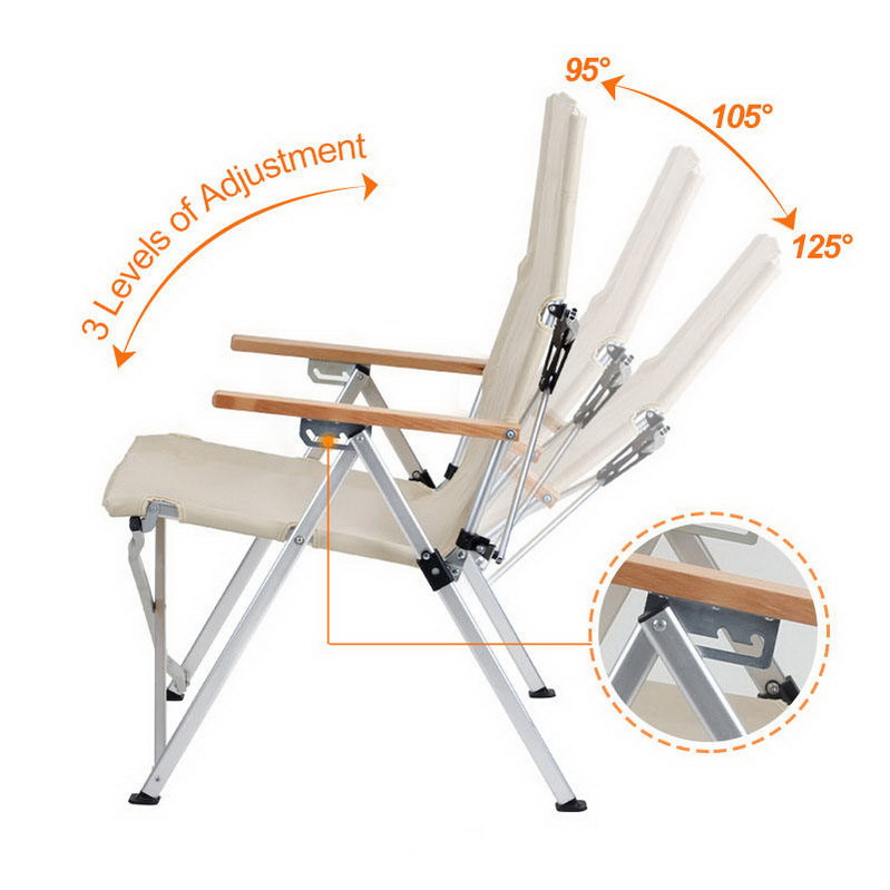 Outdoor Camping Furniture Adjustable Aluminum Portable Folding Camping Chair Recliner Beach Chair