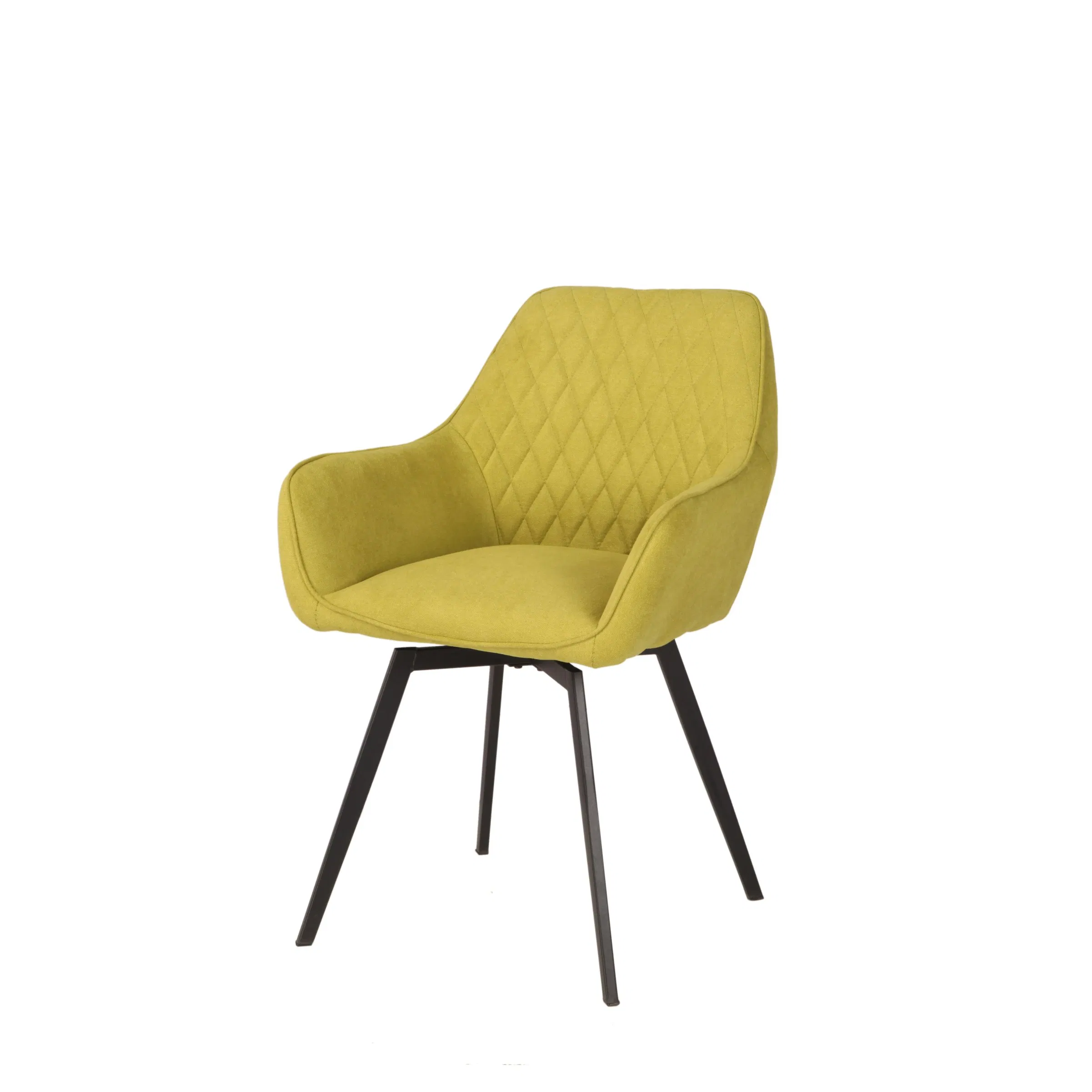 2021 Hot Selling 360 Rotation or Rotary Dining Arm Chair with Black Metal Legs