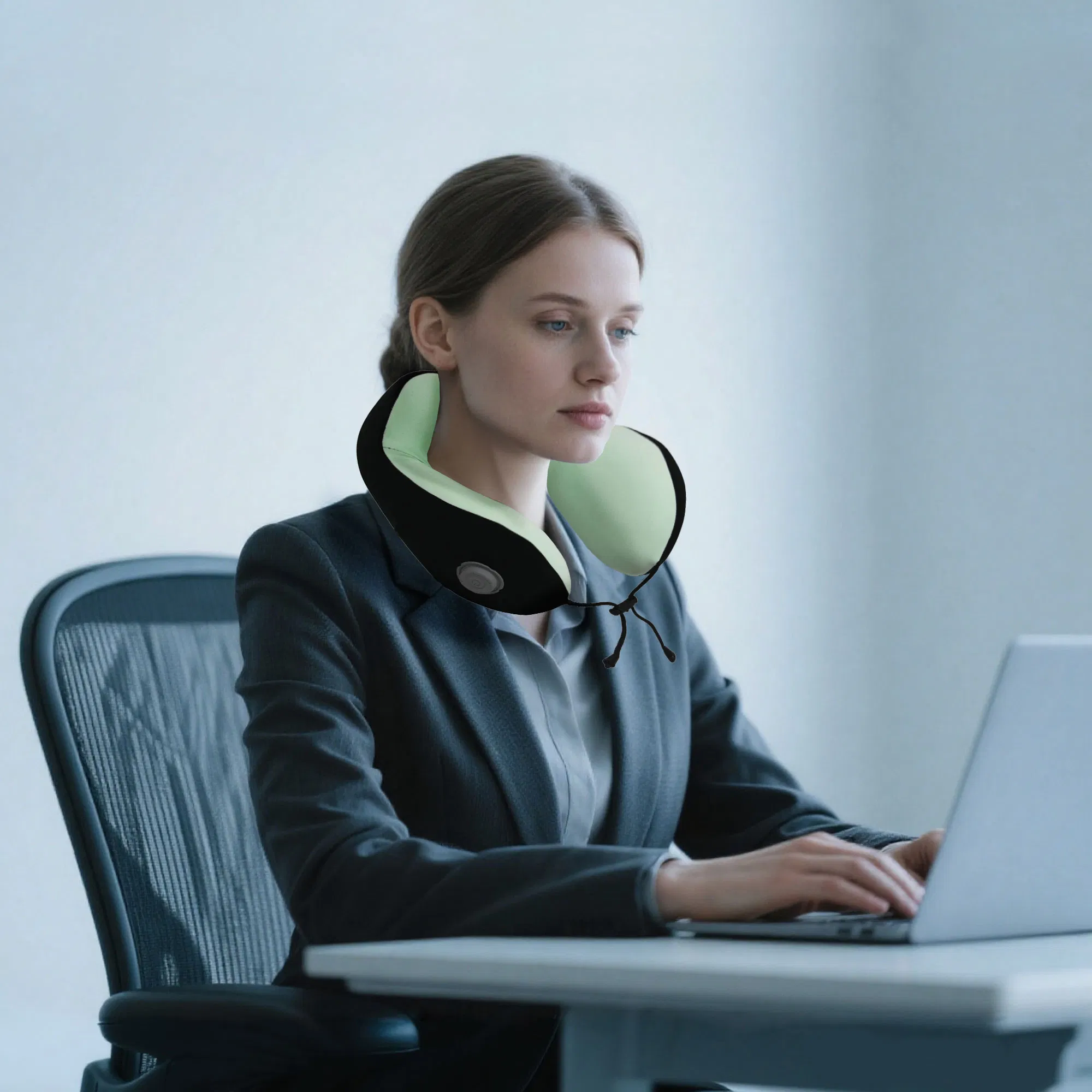 Electric Heated Neck Support Collar Office Travel Headrest Sleep Memory Foam Pillow