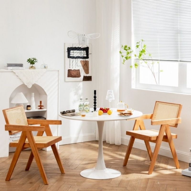 Classic Style Solid Wood Rubber Rattan Armchair