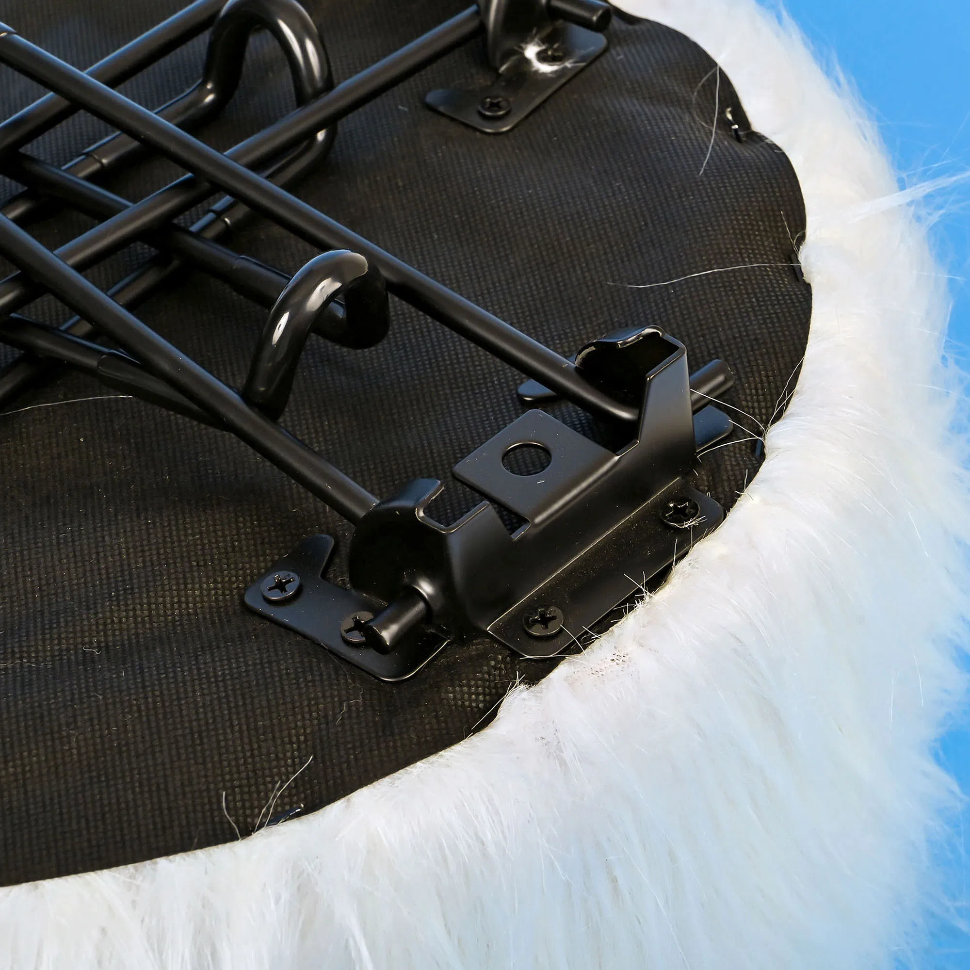 Mongolian Faux Fur Ottoman, White Cozy Plush Fluffy Foot Rest Stool Ottoman for Living Room Bedroom Entryway Makeup Bench End of Bed