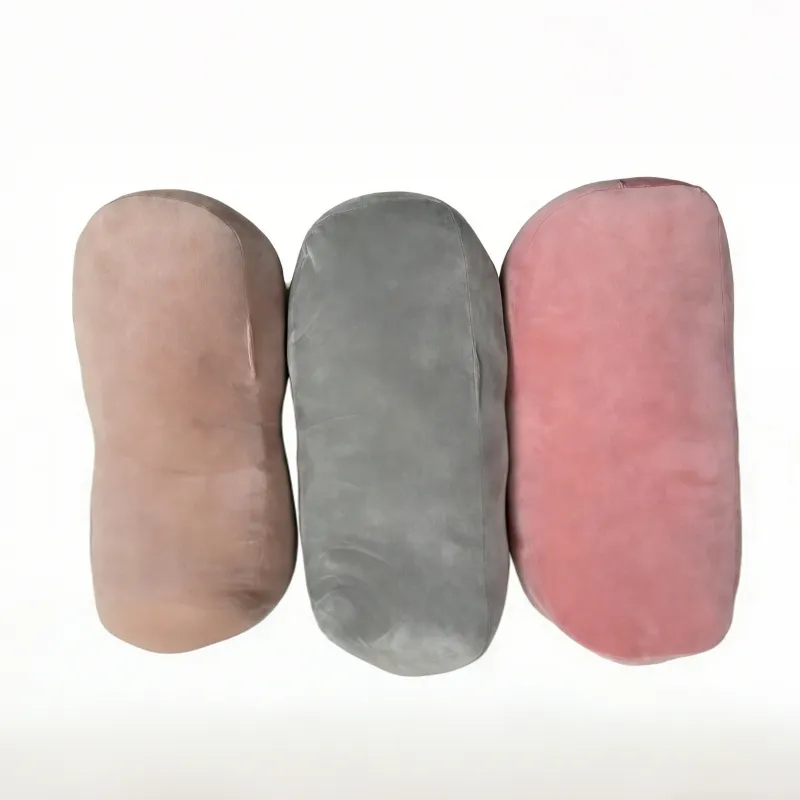 Peanut Shape Velvet Lumbar Support Pillow View 2