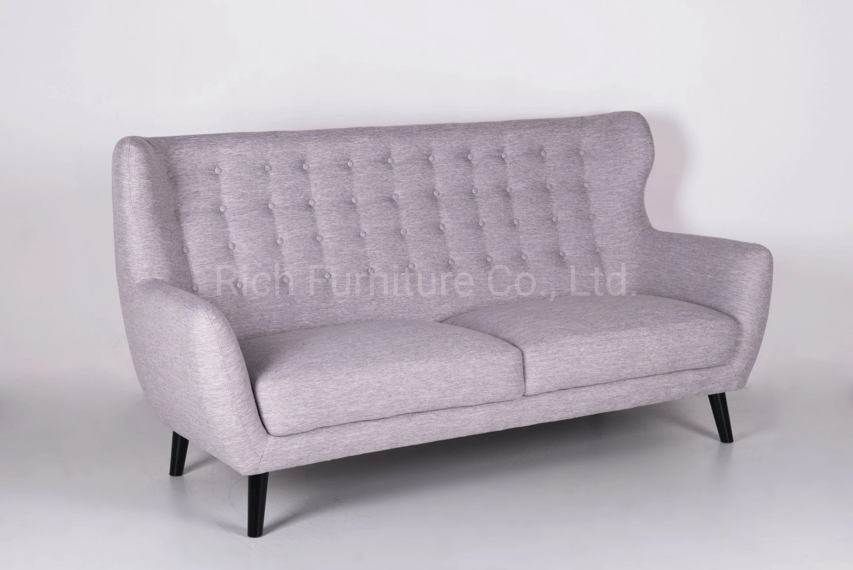 High Back Lounge Couch Grey Fabric Loveseat for Living Room