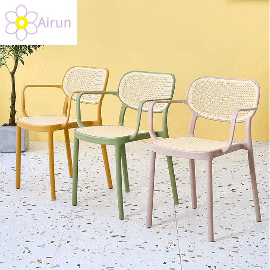 New Design Comfortable Stackable Yellow Plastic Dining Armchair