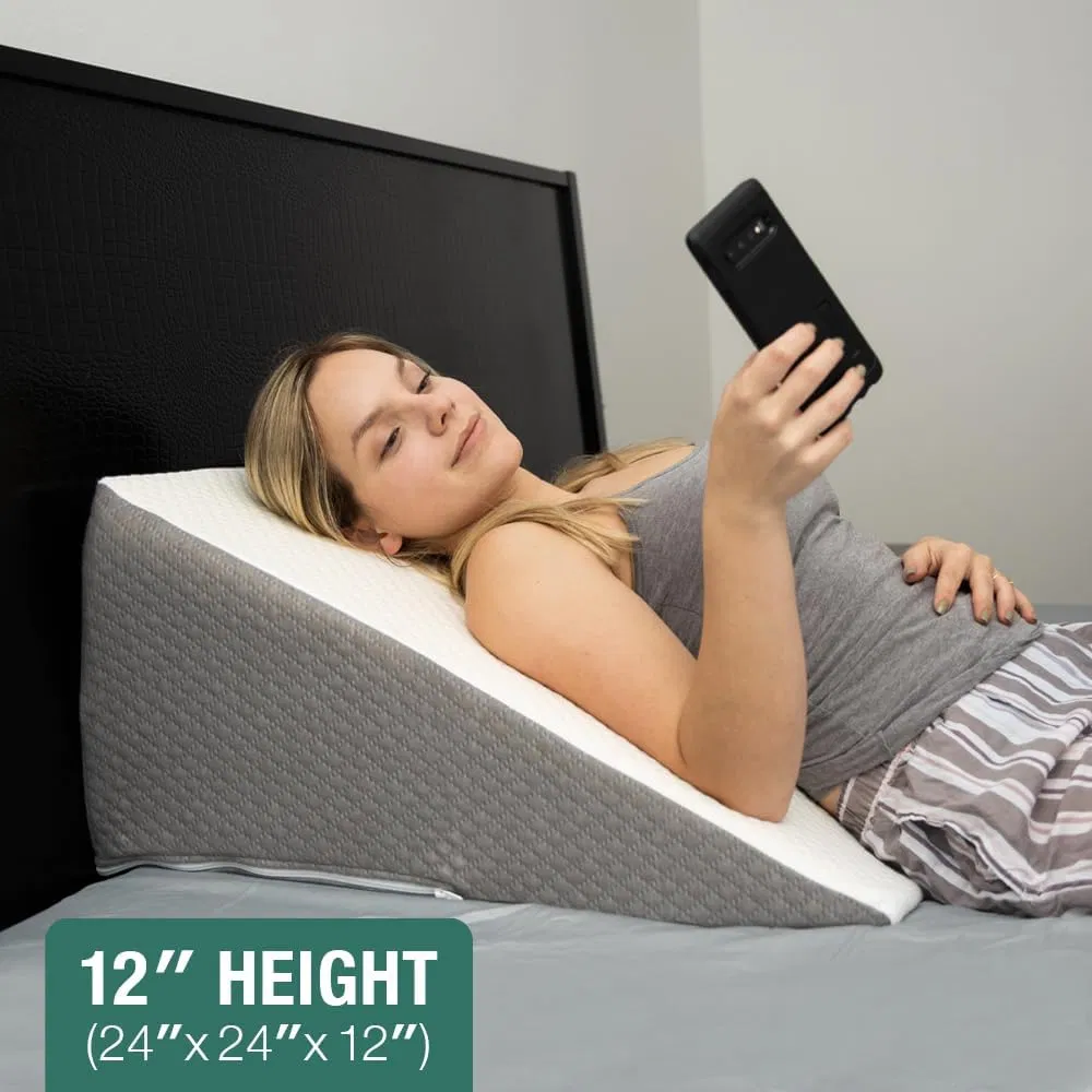 Soft Memory Foam Wedge Pillow 12 Inch Elevated Support Wedge Pillow