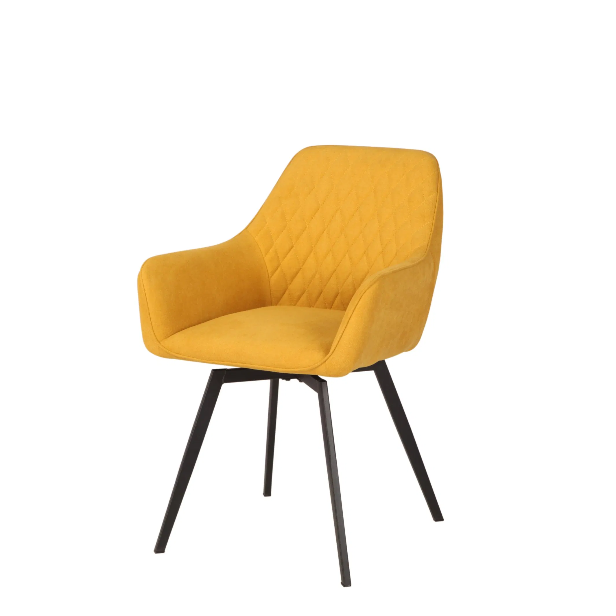 2021 Hot Selling 360 Rotation or Rotary Dining Arm Chair with Black Metal Legs