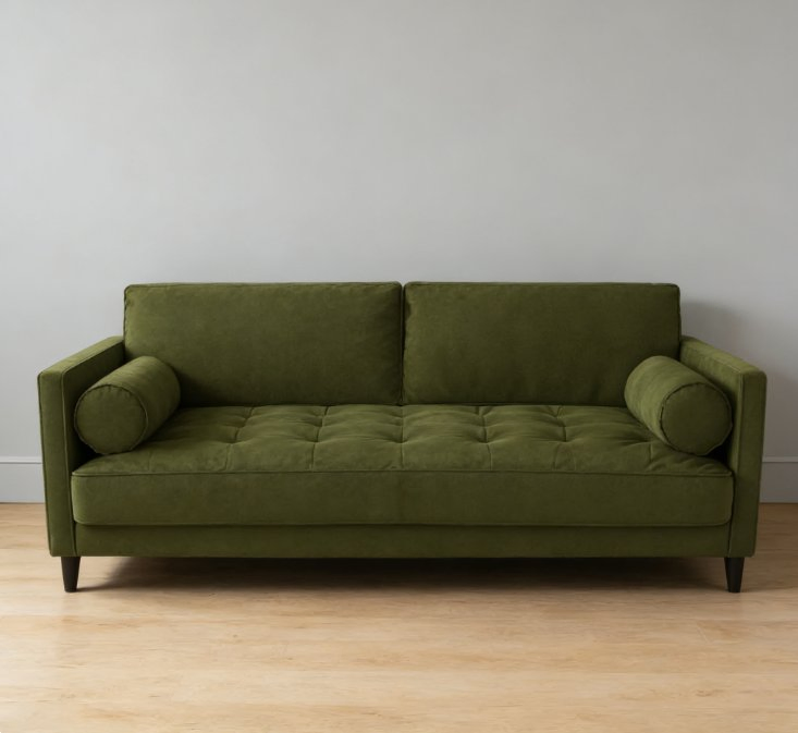 Olive Velvet MID-Century Loveseat