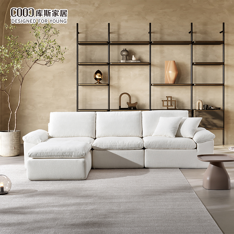 Modern Fabric Boneless Foam Vacuum Compressed Modular Sectional Couch L Shape Corner Combination Compress Cloud Sofa for Living Room