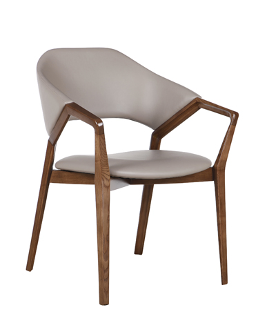 Comfortable Famliy Modern Designer Hot Sale Diningroom Walnut PVC Arm Chairs