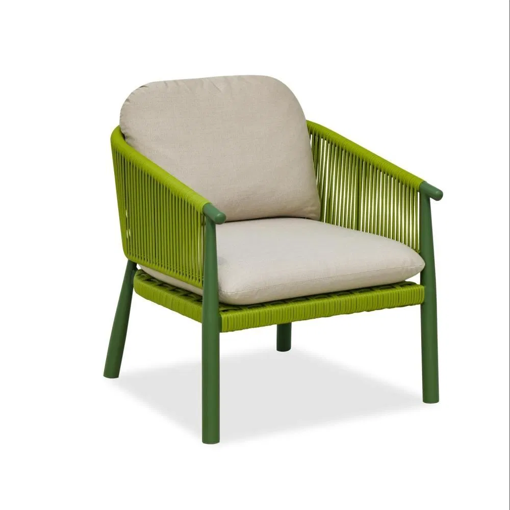 2-Seater Green Woven Rope Loveseat