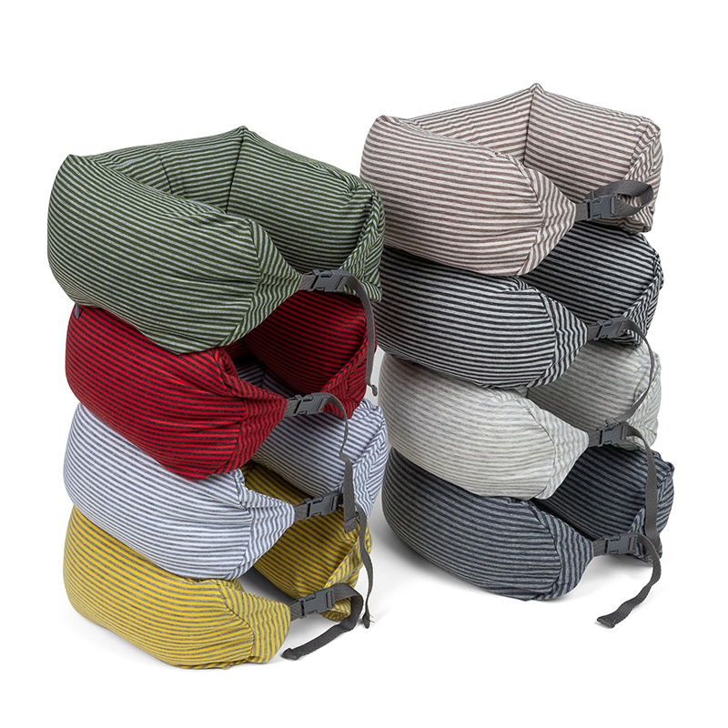 Neck Pillow for Travel Lumbar Support Pillow Cotton Travel Pillow Foam Particle Stripe U Pillow