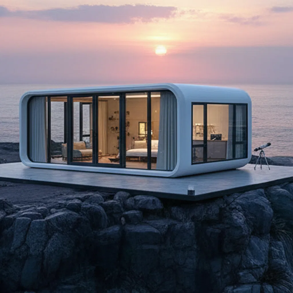 Earthquake and Windproof Apple Pod Structure with 38m Area and Glass Partition