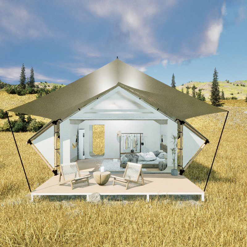 Safari Tent Luxury Canvas Glamping Tents with Bathroom Resort Hotel Tent for Family Camping