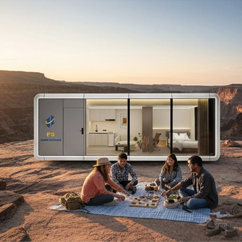 Modular Expandable Capsule Home Office Solution with Built-in Furniture Package