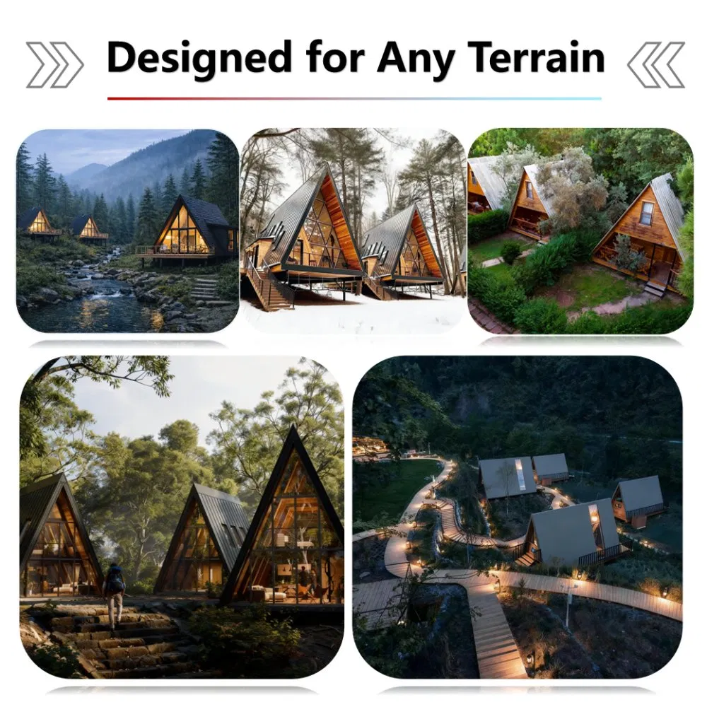 Modular Prefabricated a Frame Cabin Flat Pack Structure Eco-Friendly for Glamping or Mountain Retreat Projects