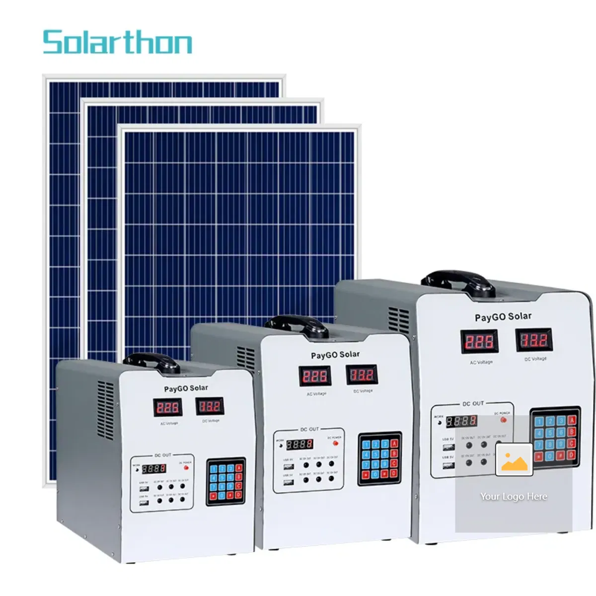 Solarthon 2022 300W 500W 1000W 2000W 3000W Battery Power Tiny Grid Mobile Systems Home Light Paygo Solar Power System