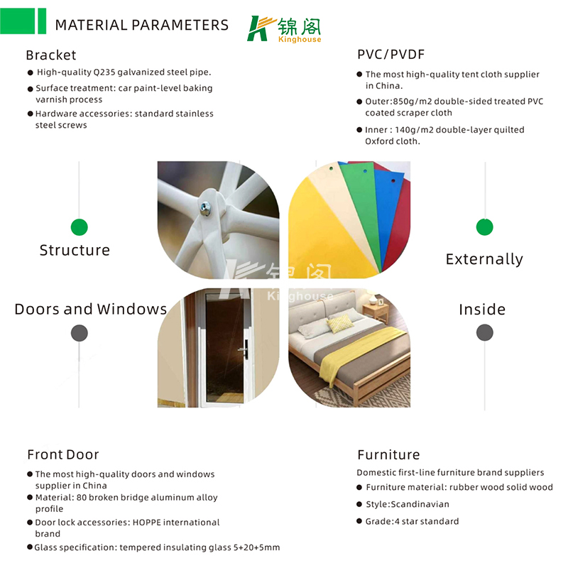 Outdoor Luxury Hotel Waterproof Camping Geodesic Dome Kit Glamping 5m 6m 7m 8m Dome Tents House