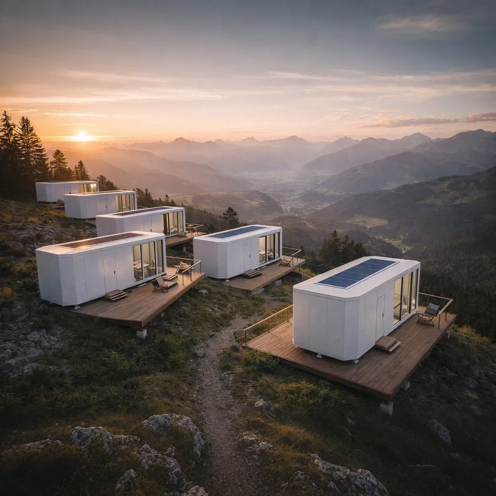 Prefabricated Capsule Hotel Cabin Modular Structure for Tourism Infrastructure Requiring Efficient Transport Design