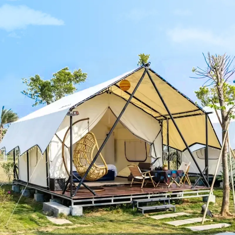 Outdoor Family Resort Hotel Tent High Quality Steel Frame Luxury Safari Glamping Cabana House Tent