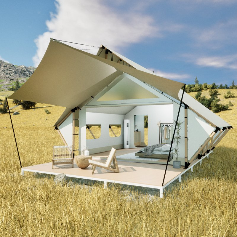 Safari Tent Luxury Canvas Glamping Tents with Bathroom Resort Hotel Tent for Family Camping