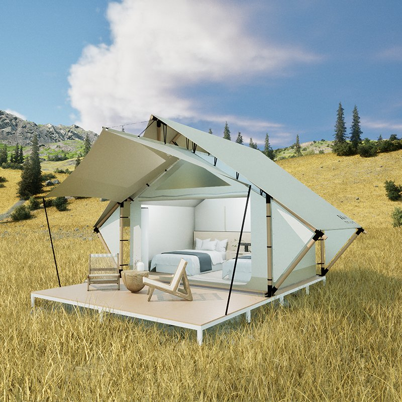 Safari Tent Luxury Canvas Glamping Tents with Bathroom Resort Hotel Tent for Family Camping