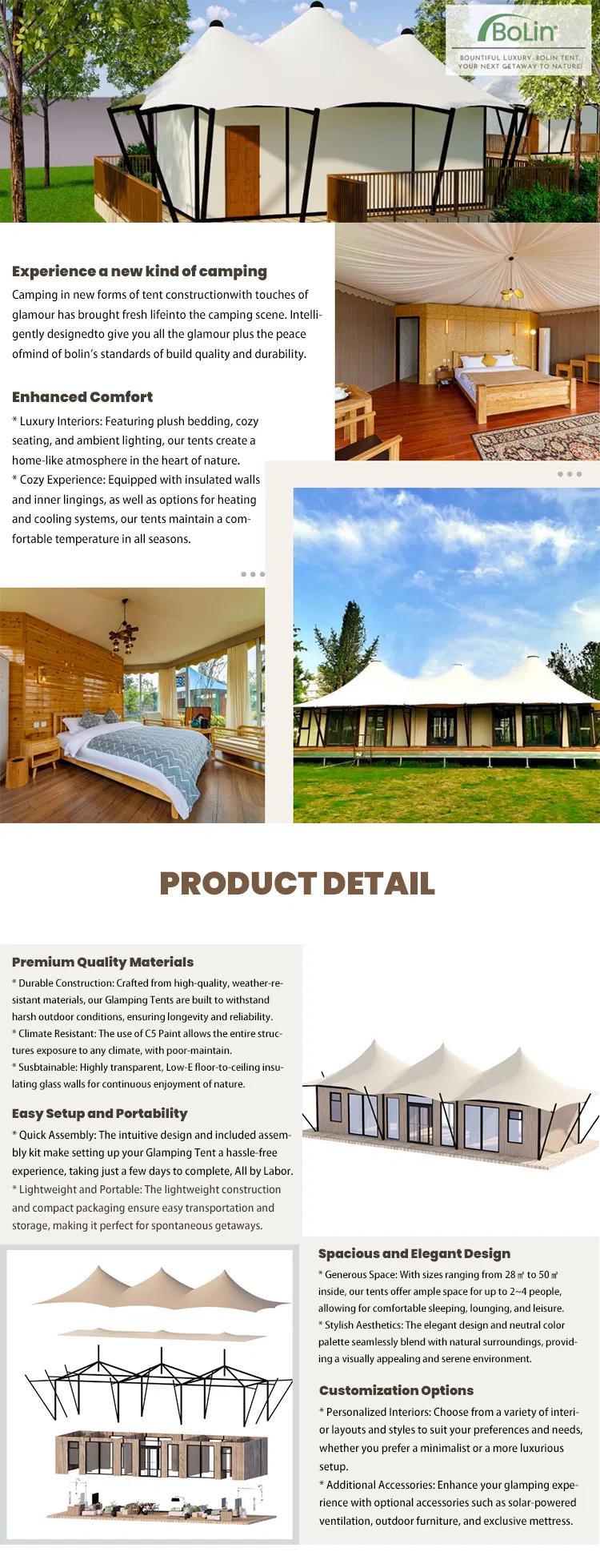 Luxury Waterproof Safari Glamping Tent