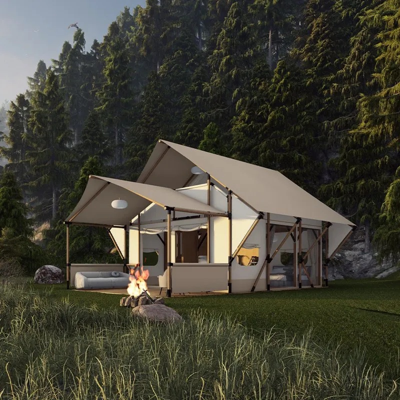 Safari Tent Luxury Canvas Glamping Tents with Bathroom Resort Hotel Tent for Family Camping