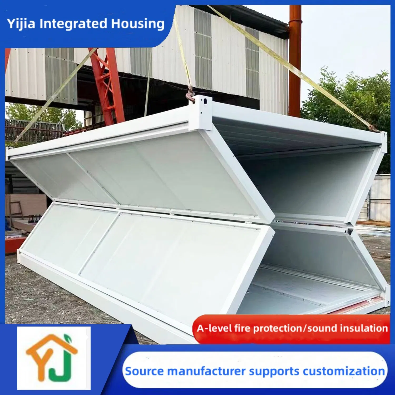 Folding and Assembling Integrated Housing for China's Export Office Container House, Stable Structure of Temporary Dormitory for Residents on Construction Site