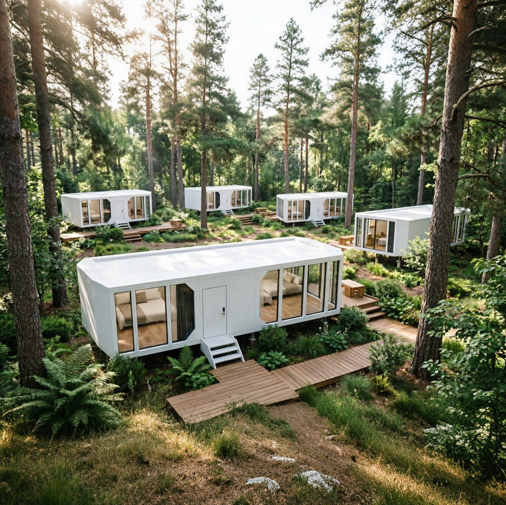 Modular Capsule Prefab Hospitality Structure for Resort Developers Focusing on Transport Savings and Rapid Assembly