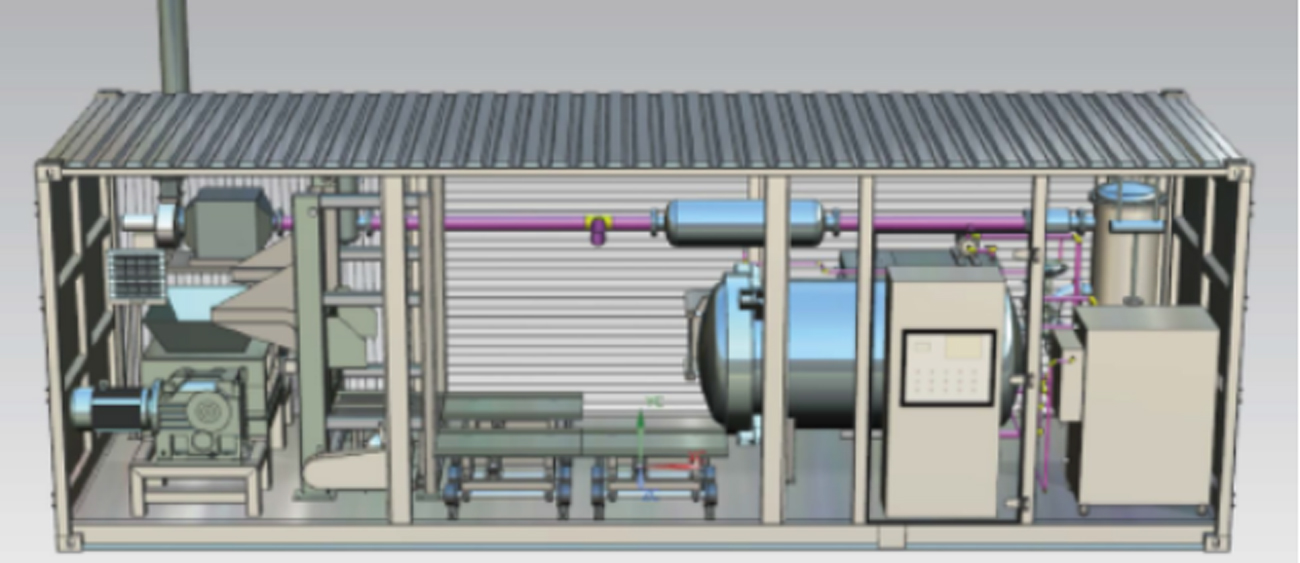 Three-dimensional view of mobile medical waste treatment equipment