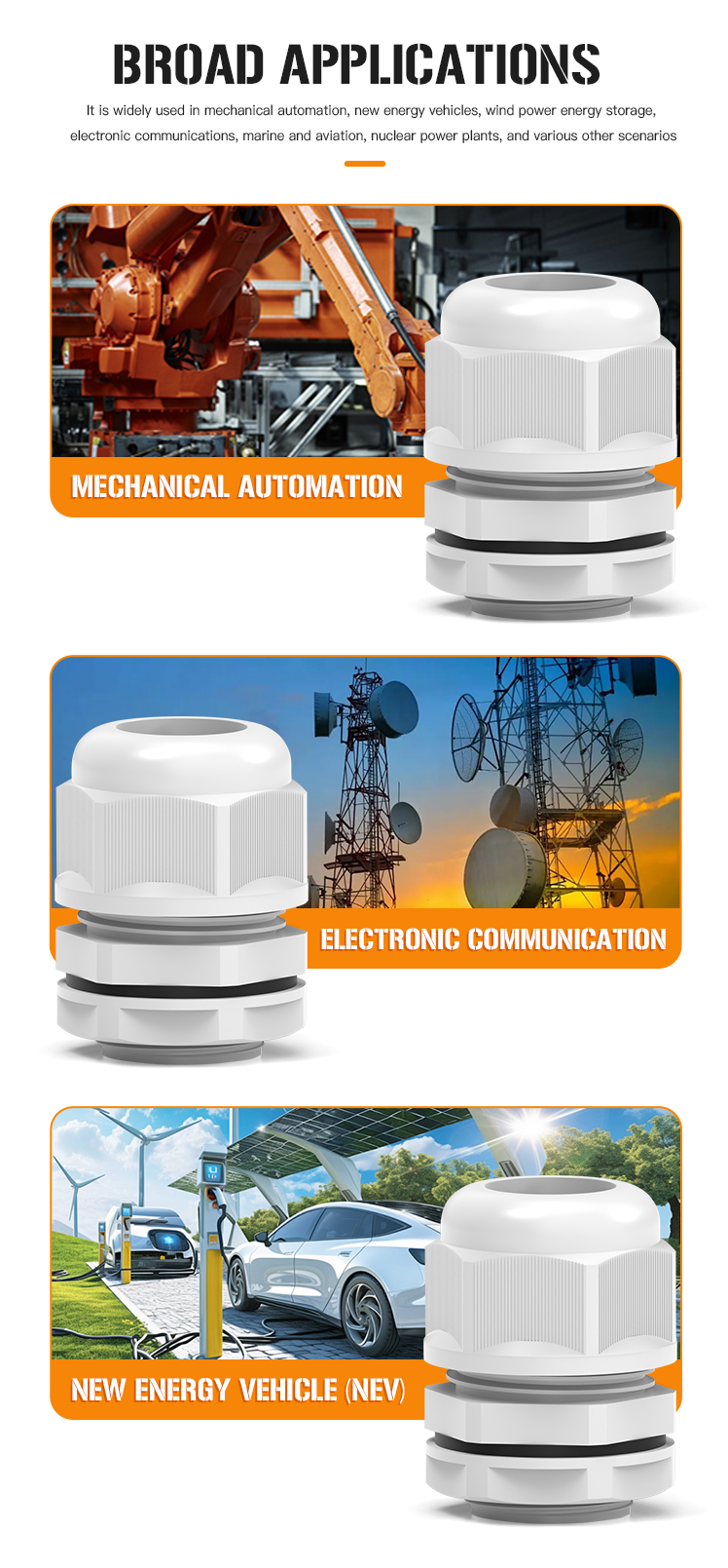 3.Nylon Reinforced Cable Gland with UL and IP68
