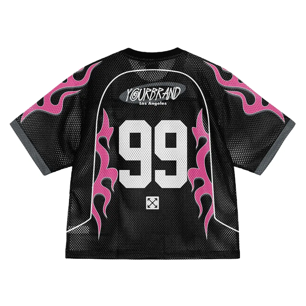 ODM High Quality Short Jerseys Multi-Element European American Cool Street Graffiti Mesh Design Unisex Sports Shirt 100% Polyester Manufacturers, Factory