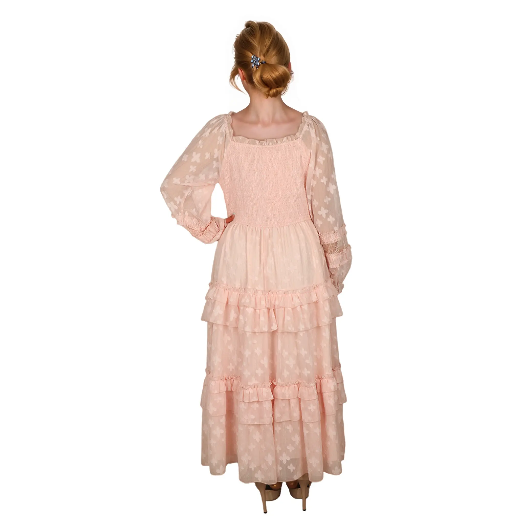 High-Quality OEM/ODM Custom Bohemian Beach Maxi Dress: Blue Floral & Summer Pink Print Suppliers, Manufacturer