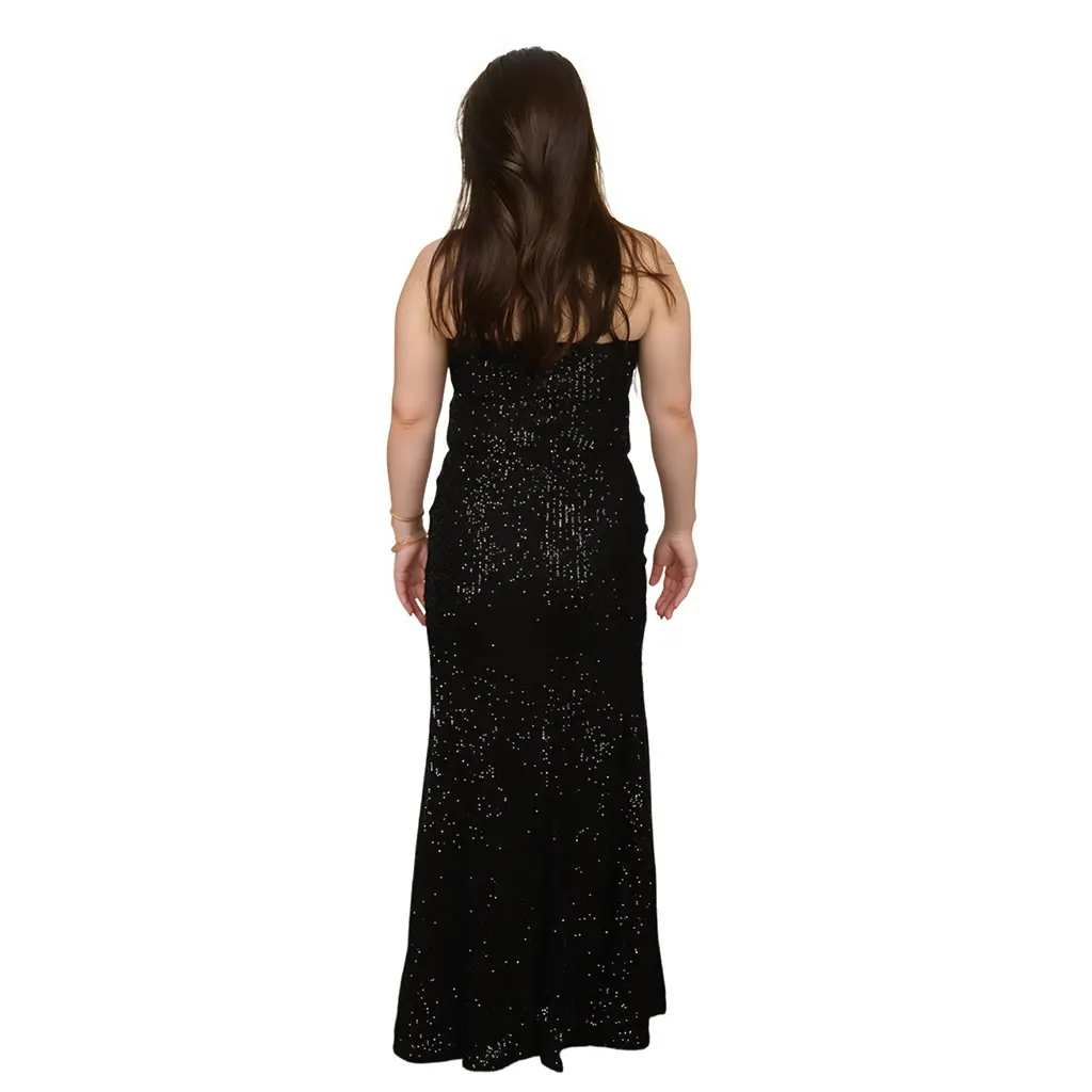 High-Quality 2025 Europe and the United States New Plain Color Sequin Women's Long Dress Slit Slim Sleeveless Sexy Evening Dress Manufacturers, Factories