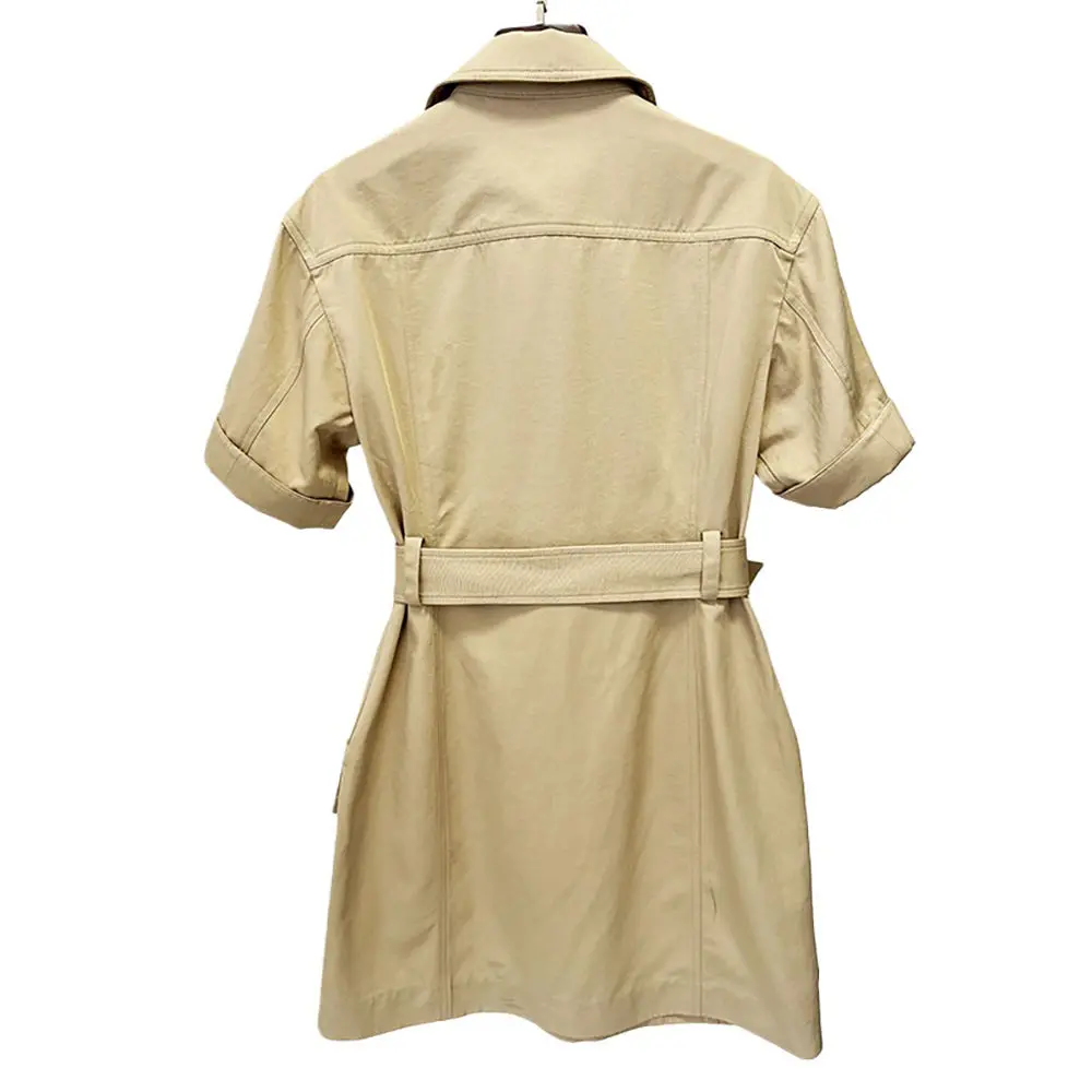 High-Quality In Stock Summer Digital Printing Cotton for Empire Waist A-Line Casual Belted Tie Short Sleeve Dress Manufacturer, Factory