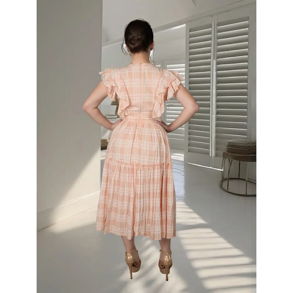 High-Quality Elegant Custom Petal Sleeve Maxi Dress: Personalized Summer Sophistication Manufacturers, Factory