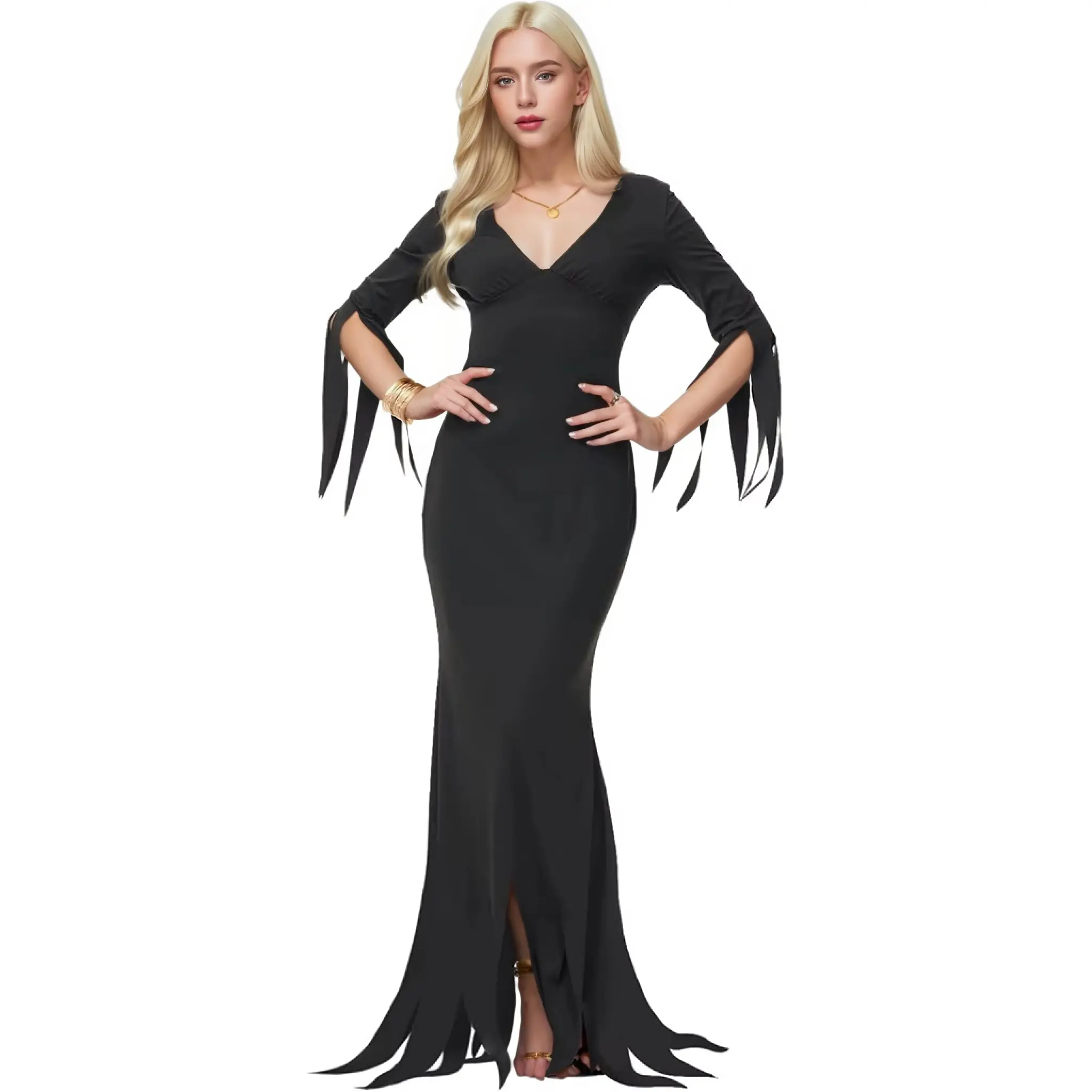 OEM Custom Womens V-Neck Bodycon Maxi Dress Adult Party Performance Costume