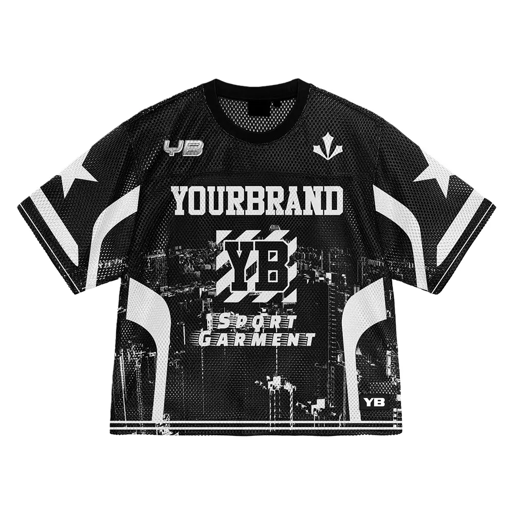 ODM High Quality Short Jerseys Multi-Element European American Cool Street Graffiti Mesh Design Unisex Sports Shirt 100% Polyester Manufacturers, Factory