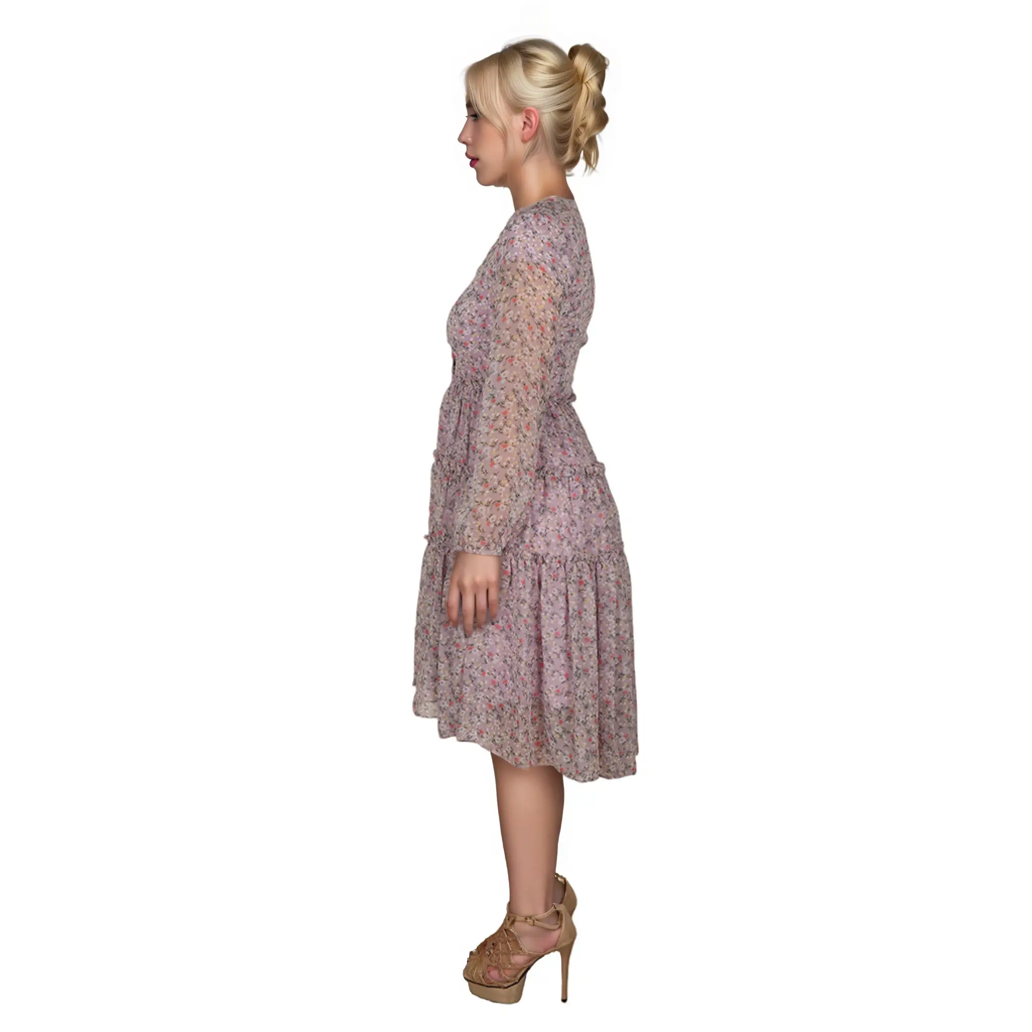 ODM Indian Hand Block Printed Dress for Women Comfortable Daily Wear Floral Print Midi Length Back Logo for Parties Spring Manufacturers, Factory