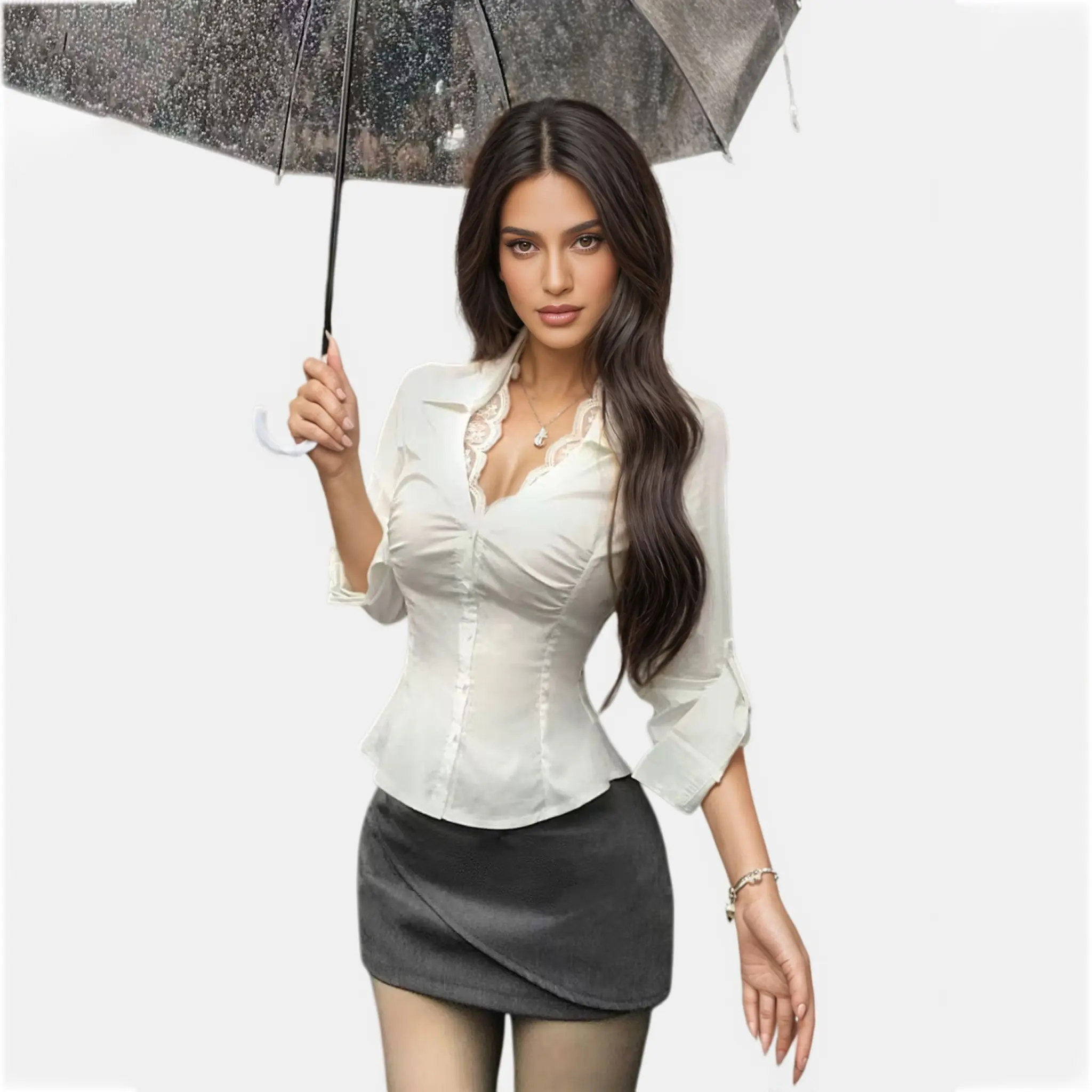 High-Quality Black lace pure desire long sleeved shirt for women in autumn 2025, with a niche design and waist cinching top Suppliers, Factory
