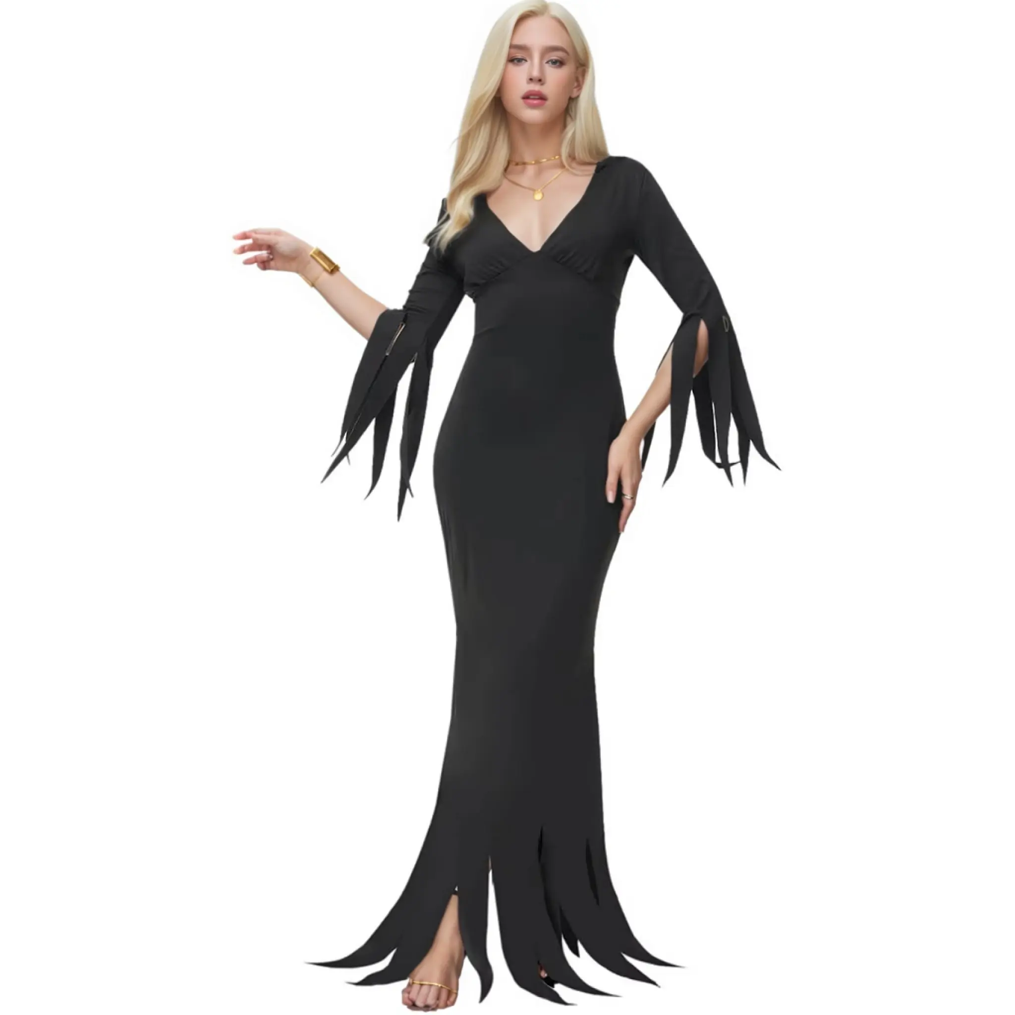 OEM Custom Womens V-Neck Bodycon Maxi Dress Adult Party Performance Costume
