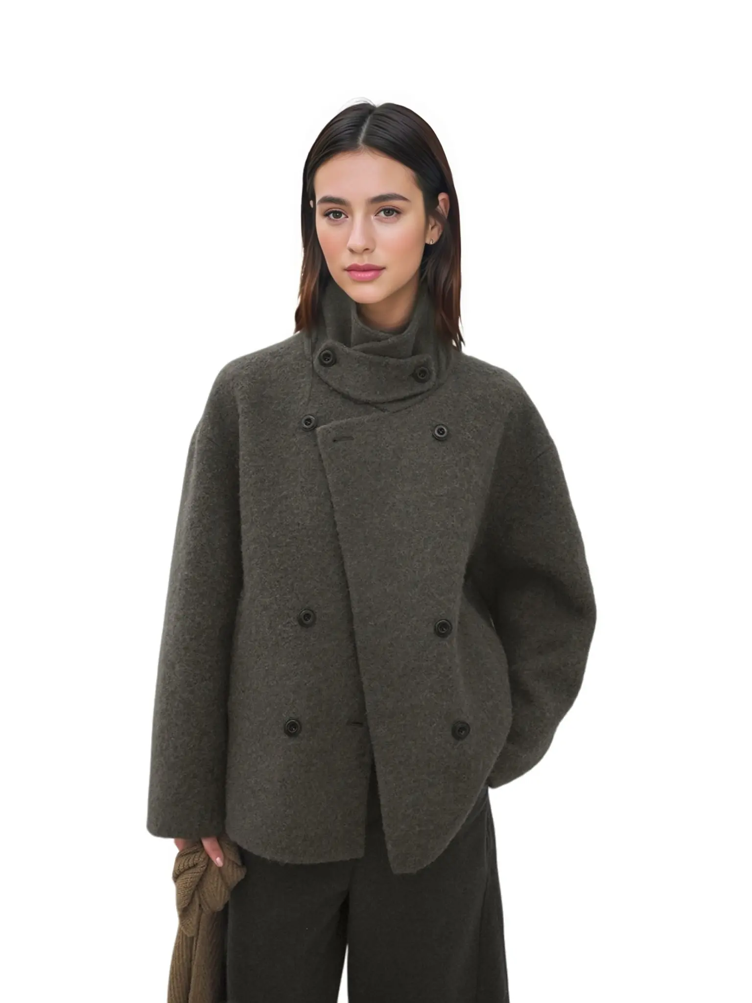 ODM 2025 Winter Korean Style Lapel Double-Breasted Wool Lazy Short Double-Sided Coat Suppliers, Factory