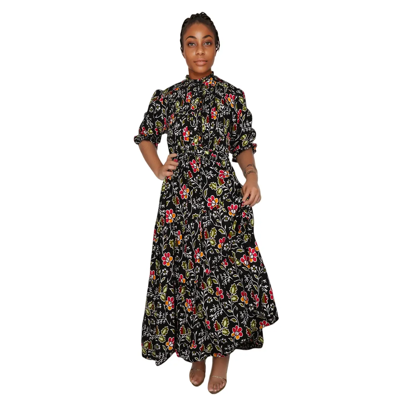 High-Quality Twill Silk Floral Satin Maxi Dress Supplier, Factory