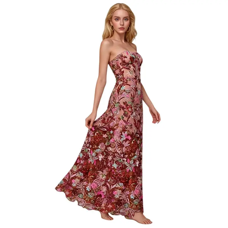 OEM Ladies Casual Summer Dress Natural Waist Front Floor-Length Bodycon Off-the-Shoulder Floral Print Birthday Washable Day Nonwoven Suppliers, Manufacturers