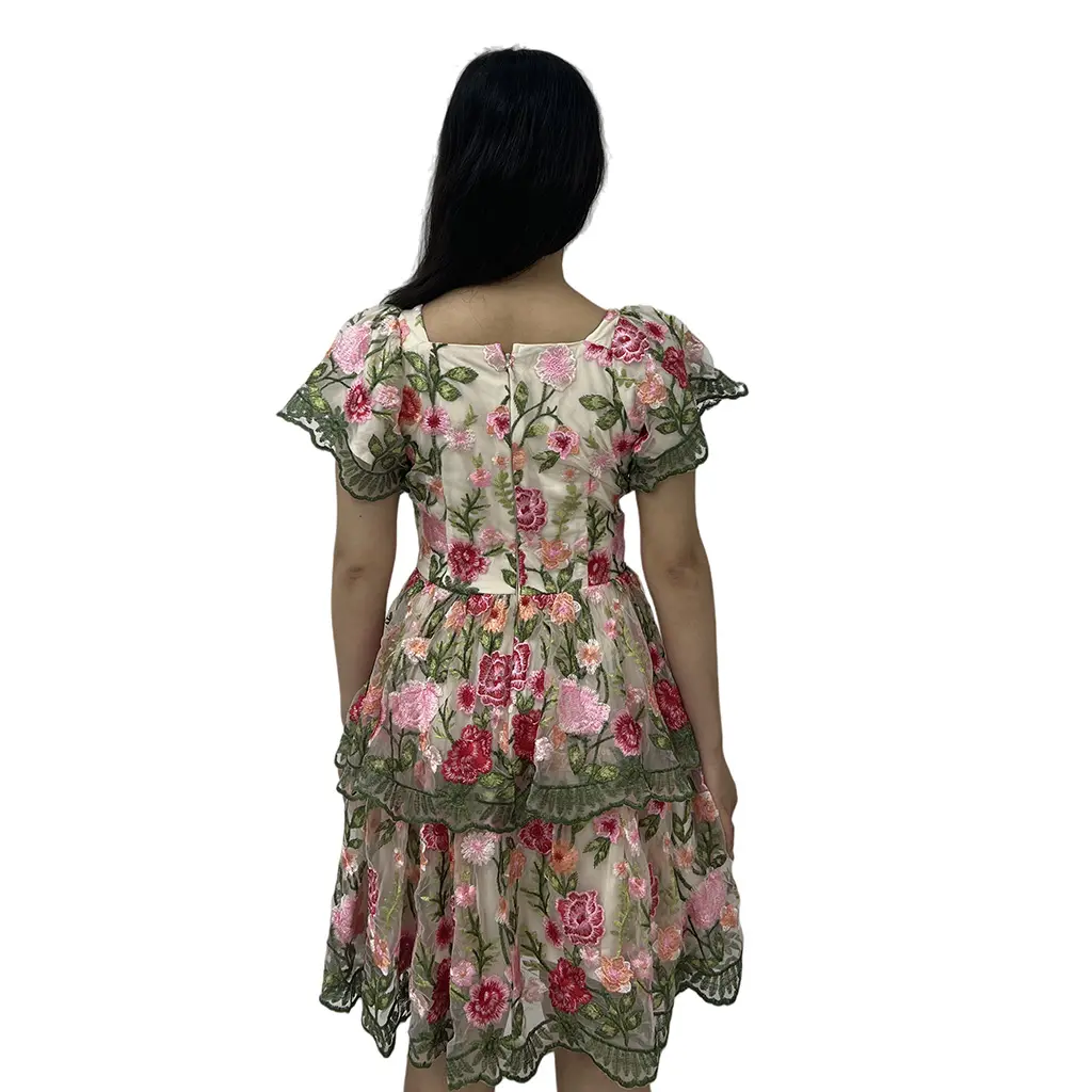 High-Quality Casual Square Collar Neck Breathable Washable Spandex Lining Knee-Length A-Line Rayon Eco-Friendly Women'S Dress Supplier, Manufacturers