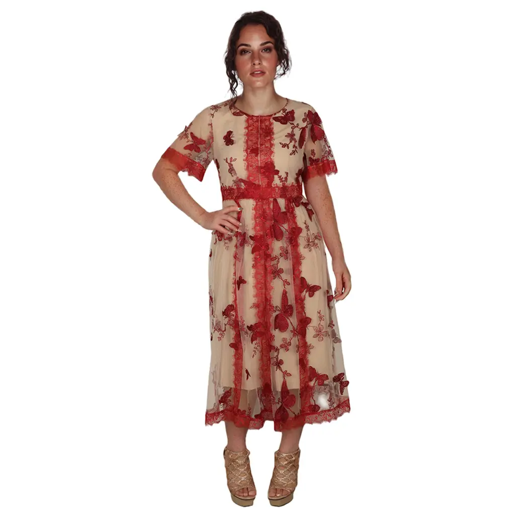 ODM French Vintage Mesh Lace Embroidery Dress: Timeless Charm Meets Sustainable Elegance Factories, Factory