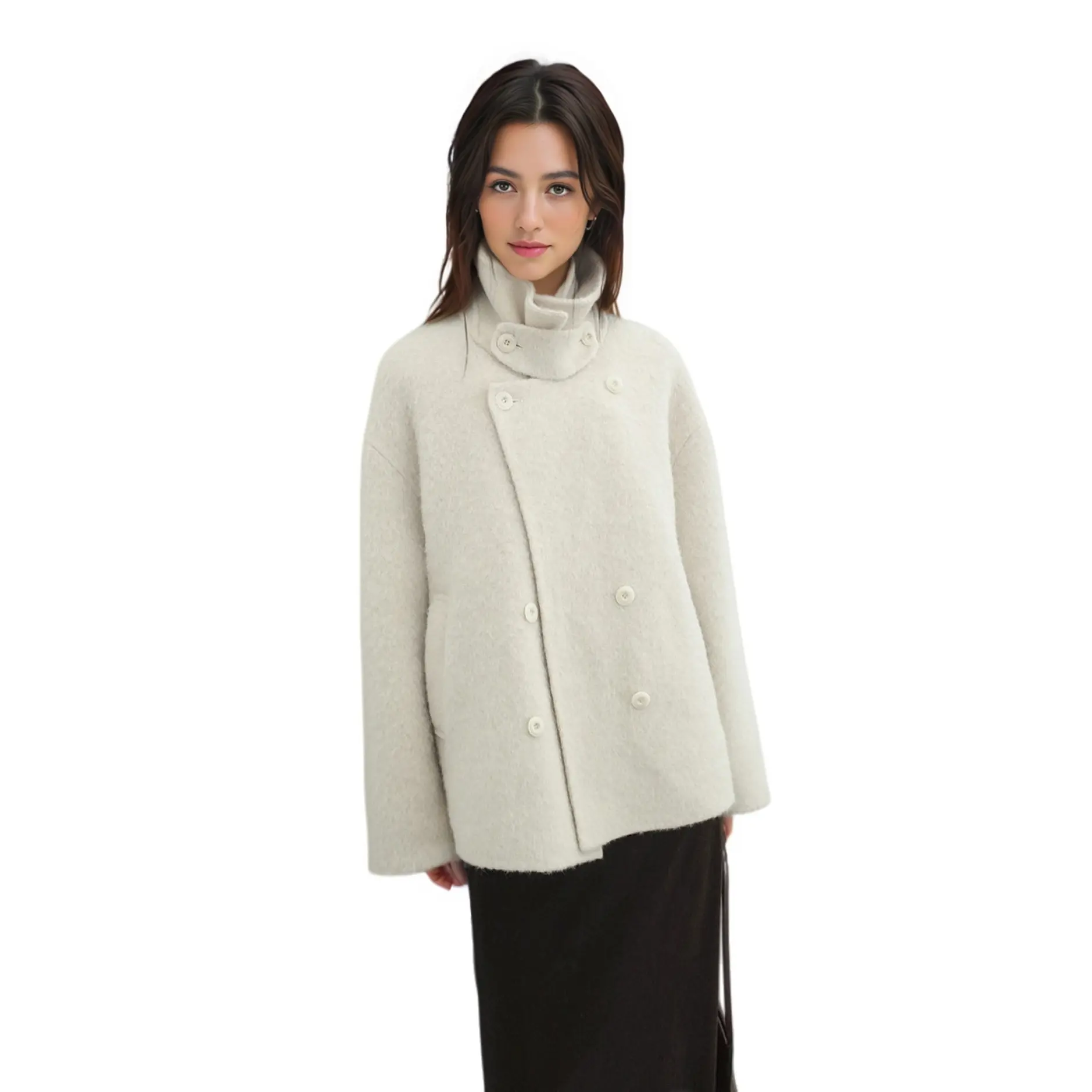 ODM 2025 Winter Korean Style Lapel Double-Breasted Wool Lazy Short Double-Sided Coat Suppliers, Factory