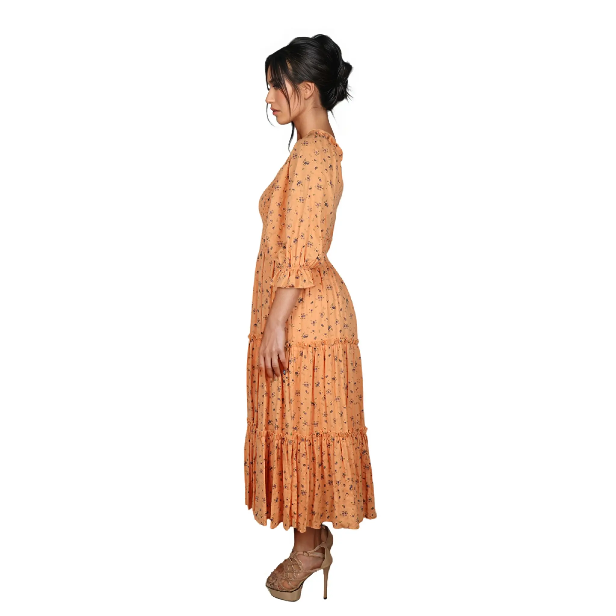 High-Quality Floral Print Square-Collar Cotton Summer Dress Suppliers, Factory