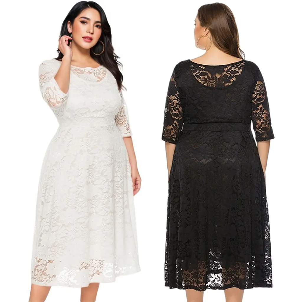 ODM High Quality Pinup Fashion Plus Size Lace Chiffon Wedding Guest Dresses Women Cocktail Party Midi Dress ODM/OEM Suppliers, Manufacturer